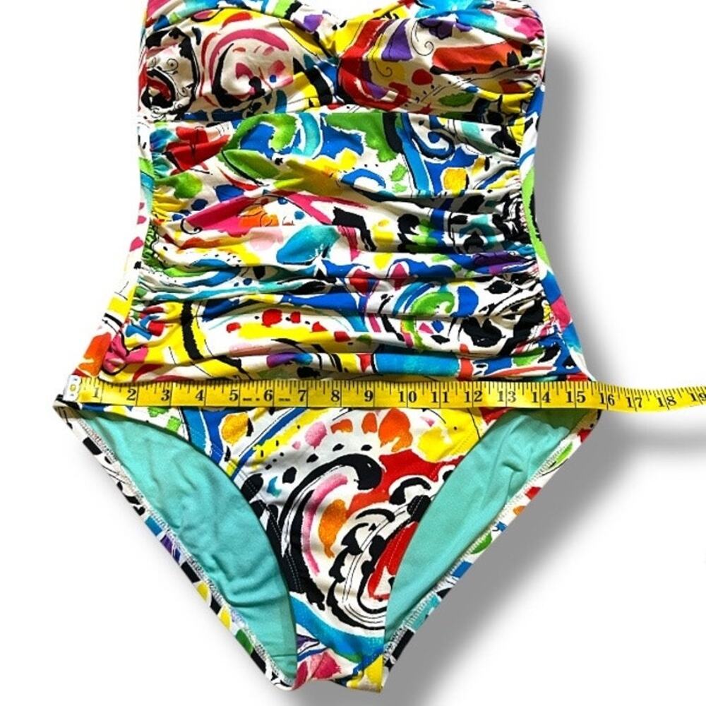 Anne Cole Twist Front Shirred One Piece Swimsuit Size 10 - Picture 9 of 17